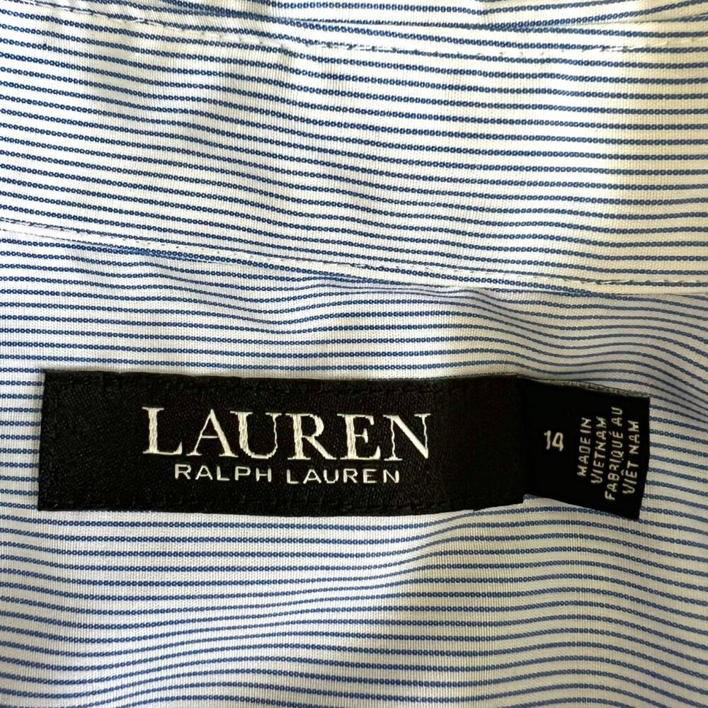 Ralph Lauren Black Label Striped Cotton Broadcloth Shirtdress Size 14 - Picture 14 of 16